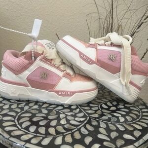 AMIRI Pink and White Low-Top Sneakers